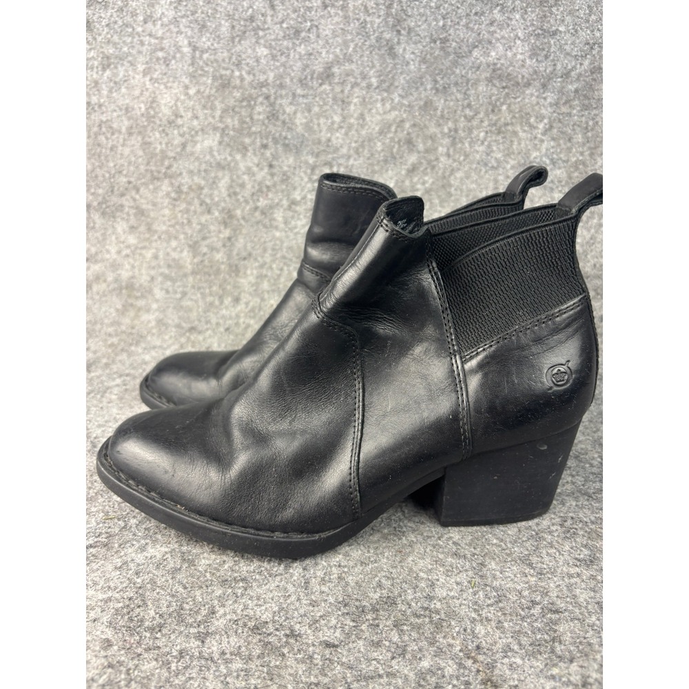 Born Ankle Boots Womens 9 Black Leather Block Heel Chelsea Booties F08903
